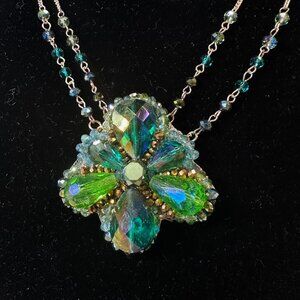 Vintage Ali Khan 80s Designer Sparkly Green Necklace